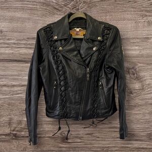 Vintage Harley Davidson Women's Motorcycle Leather Jacket Size Small